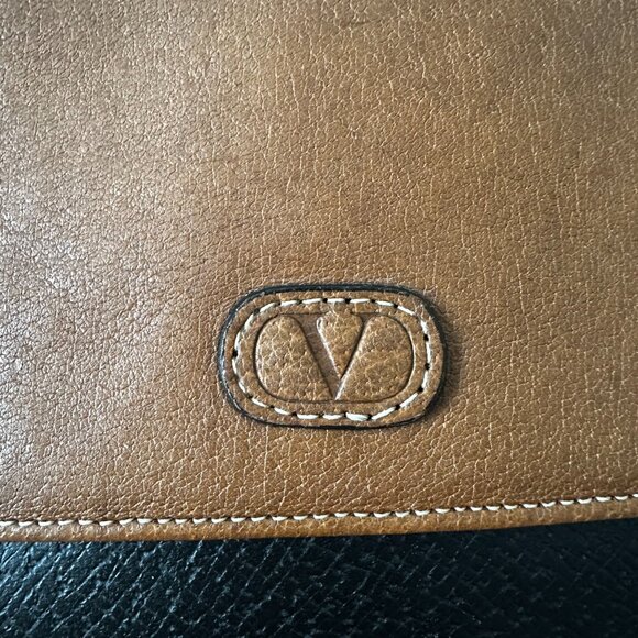 Vintage Valentino Garavani Crossbody Shoulder Bag Black Brown Leather Italy - Picture 5 of 16